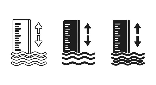 Water level indicators showing rising and falling