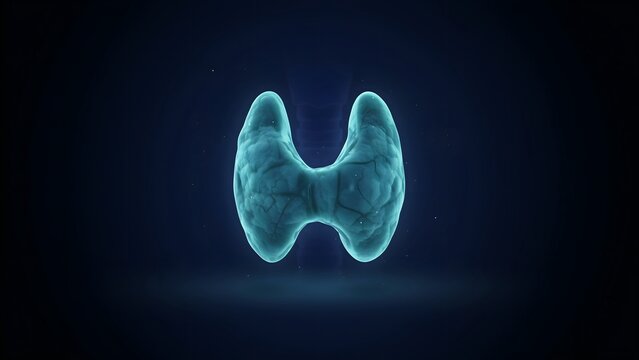 Digital Illustration of Human Thyroid Gland with Lymph Nodes and Surrounding Anatomy