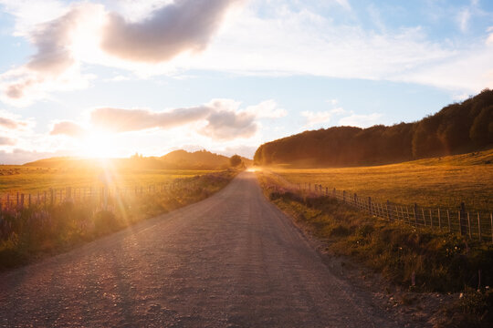 Gravel Road at Sunset in Coyhaique