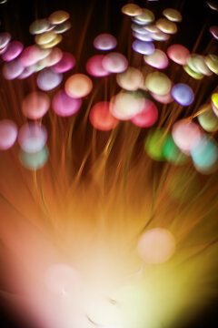Colorful Lights Create a Blurred Effect in a Dark Space