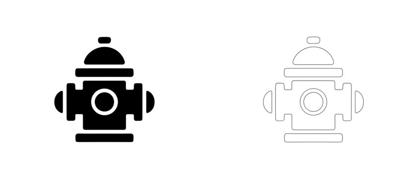 Outdoor fire hydrant vector icon filled and outline, fire protection water supply and emergency valve symbol.