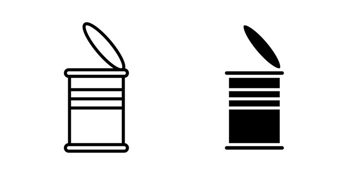 Tin can icon representing canned food, food packaging, preserved products, metal containers, groceries, and storage.
