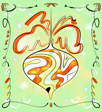 Christmas ornament with bow and abstract pattern &ndash; festive holiday des