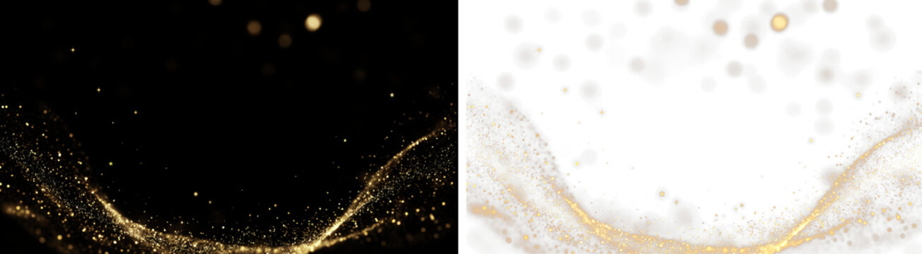 Png gold glitter particle wave abstract background isolated on transparent background