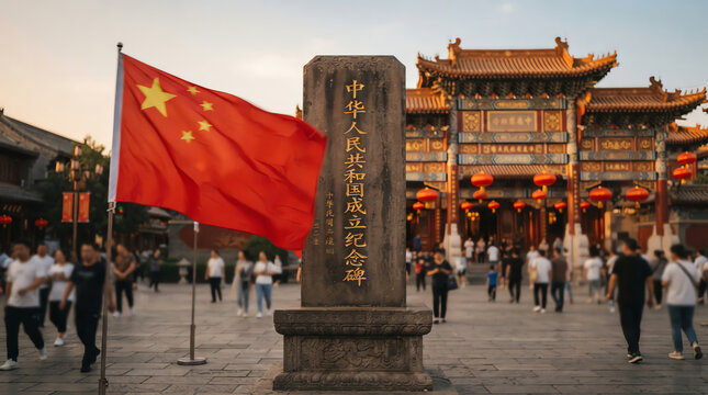 Celebrating national day in china a vibrant display of patriotism culture and national pride in a bustling public space
