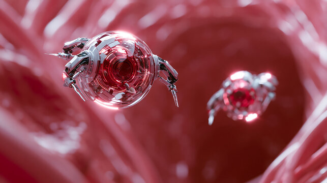 swarm of robotic insects with metallic wings representing nanotechnology concept