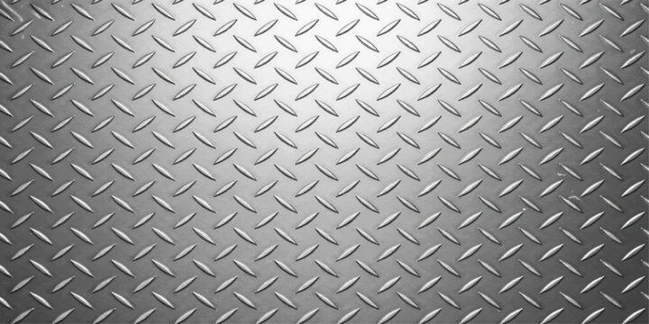 Silver diamond plate metal texture background vector illustration with a raised checker pattern design   