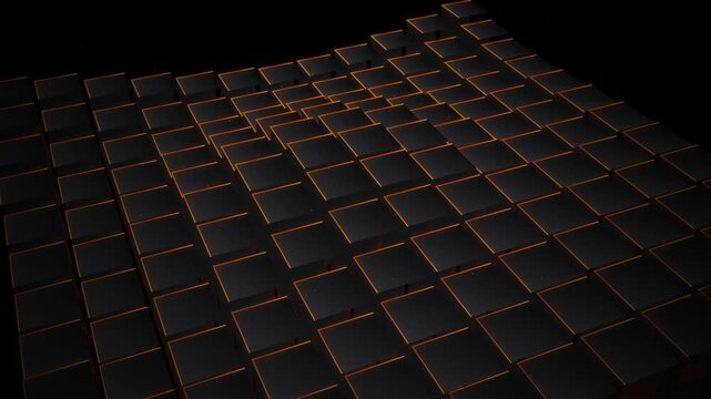 Abstract futuristic dark grid with glowing orange neon edge lines video video