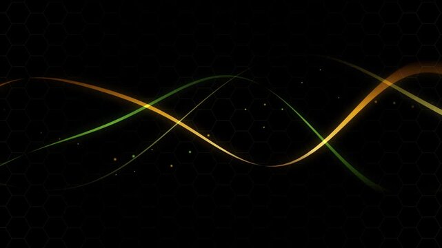 Abstract glowing wave lines with hexagonal pattern backdrop video video