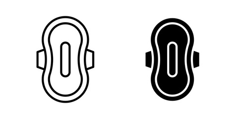 Sanitary pad icon representing menstrual hygiene, feminine care, personal hygiene, women's health products, and period care. © Stockium