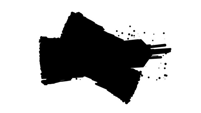 Abstract black ink brush stroke isolated on a white background.