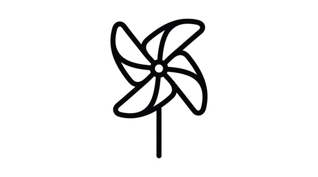 Black line art illustration of a pinwheel on a white background