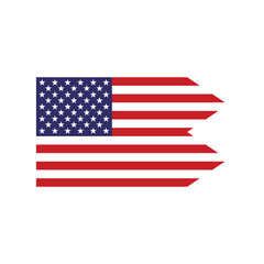 Fototapeta premium USA Festival Flag Vector Graphic. Patriotic American Flag Graphic Element Isolated on White