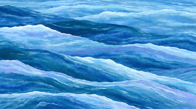 colorful abstract ocean wave pattern in blue and teal shades representing modern digital art illustration water background