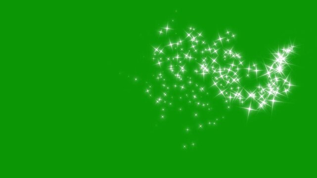 4 K magic glitter sparkle trail, line animation with glowing white glitter and magical sparkle dust, featuring fairy doodle stars and shimmering, on a green screen, sparkling starry line effects