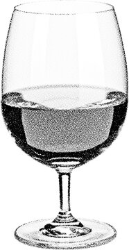Halftone stippled transparent wine glass with retro dotted grunge style