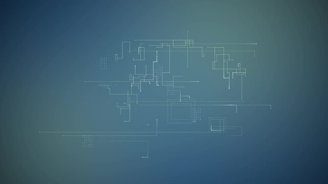 Abstract technology background dots and lines circuit blueprint animation