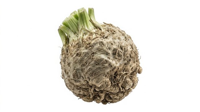 Raw whole celeriac root vegetable isolated on white background with celery root knobby vegetable cooking ingredient food photography culinary art celeriac fresh produce healthy food