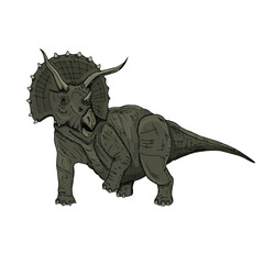 Vector illustration of hand drawn triceratops isolated on white background © Juli_Step