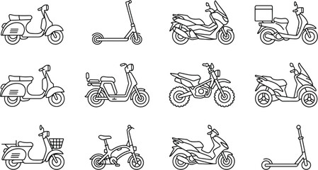 Fototapeta premium a line art of scooter icon pack