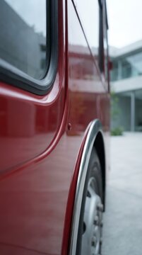 Red bus side profile and wheel arch