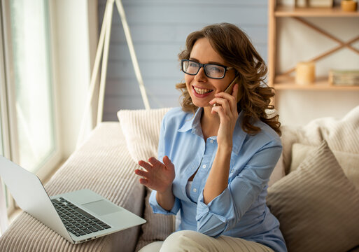 Happy Remote Businesswoman.