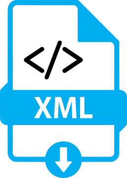 Xml file document icon with download arrow symbol coding file data file