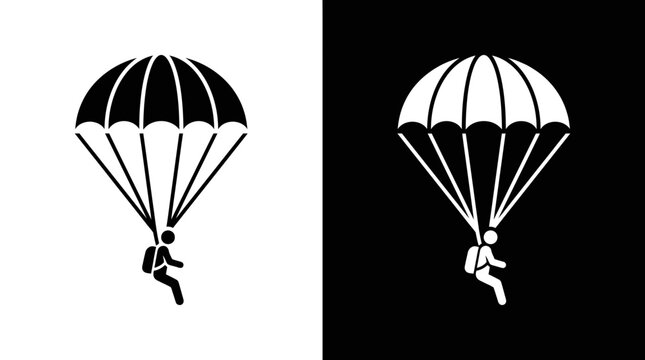 Person skydiving with parachute icon vector illustration skydiving parachute adventure silhouette illustration