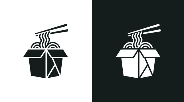 Takeout noodle box with chopsticks icon chopsticks japanese delivery container restaurant takeaway oriental
