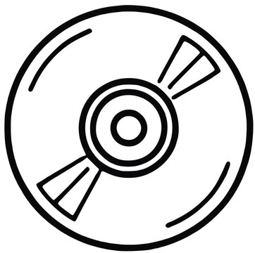 Compact disc media icon for music storage and vintage technology