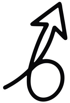 Upward arrow circular motion icon outline for growth and progress