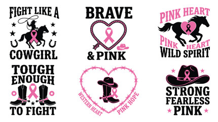 Obraz premium Inspiring breast cancer awareness designs featuring cowgirls hearts and hats a collection promoting strength courage and hope for fighters and supporters