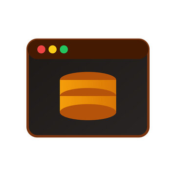 Database server icon within brown application window for storage and management.