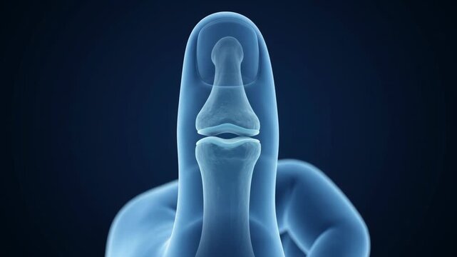 3d medical visualization of thumb join pain and inflammation