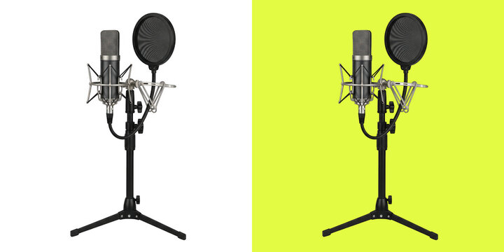 Professional studio microphone with pop filter and stand