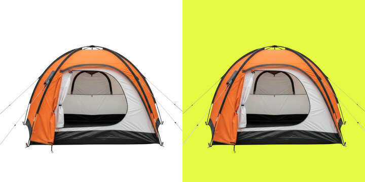 Orange dome camping tent