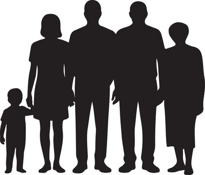 Silhouette of a family standing together