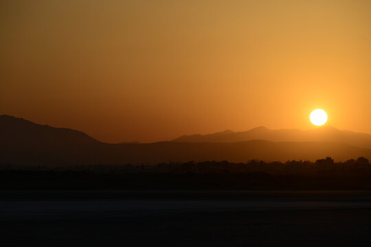 Sunset Salt Lake Larnaca Cyprus