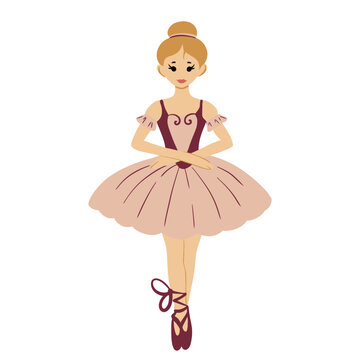 Christmas ballerina, Nutcracker dancer, vector illustration. Graceful figure in a flowing tutu poses with delicate ornamental details, capturing the elegant theatrical spirit of the holiday ballet