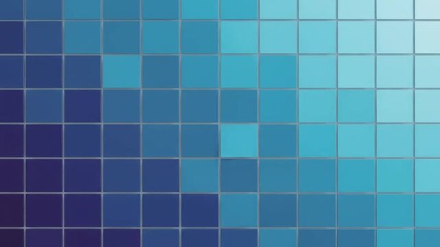 Abstract background of blue square tiles with light rays effect grid geometric pattern technology