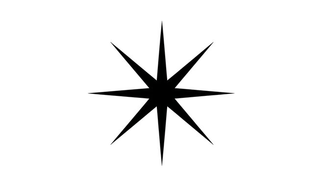 Black eight pointed star icon shape