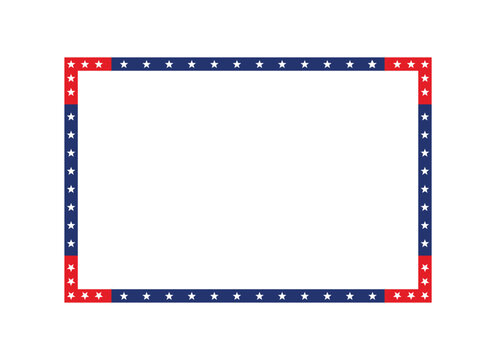 American Flag Border Patriotic Frame Star Rectangular Edge Background Template USA Independence Day 4th of July Labor Day Memorial Day Patriotic Banner Vector Illustration