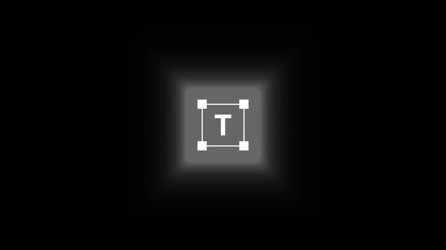 White glowing typography text box tool icon UI graphic 4k video with 25 fps