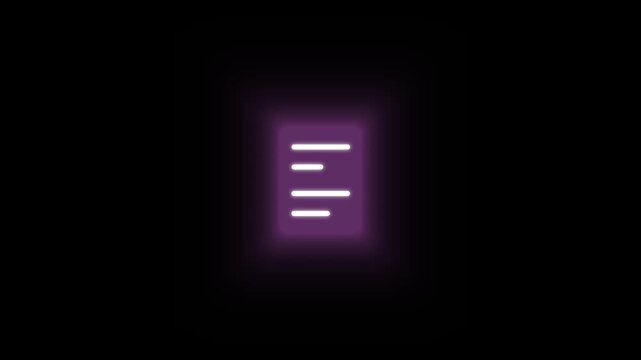 Minimalist purple neon document file icon UI motion graphic 4k video graphics