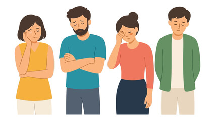 Fototapeta premium Four People Displaying Different Signs of Discomfort