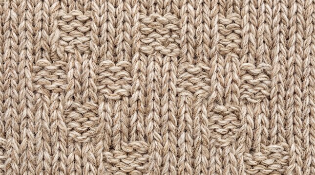 Beige Knitted Wool Fabric Texture Pattern Background