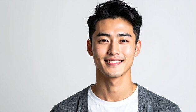 現代的で爽やかな20代男性の顔全体画像