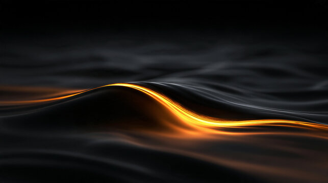 Glowing Gold Wave on Dark Fluid Surface Background