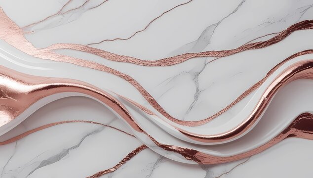Minimalist Luxury Carrara White Marble Texture with Soft Rose Gold Metallic Veins