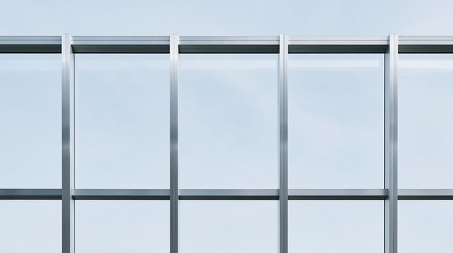Modern Architectural Glass Facade with Metal Window Frame Grid